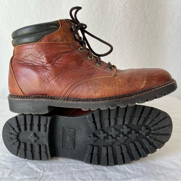 H.S. Trask Bison Leather mens brown lace up boots size 9.5 wide - Picture 12 of 16